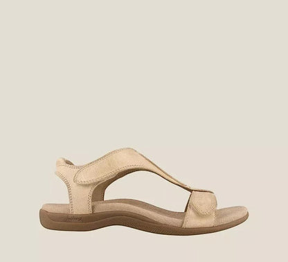 Sandales orthopédiques comlyra Maya en cuir beige avec brides ajustables pour un confort optimal