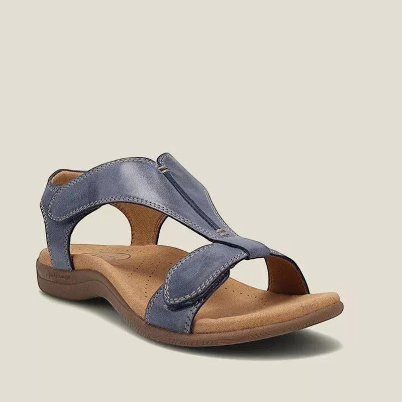 Sandales orthopédiques comlyra Maya en cuir bleu avec semelle ergonomique confortable et brides ajustables