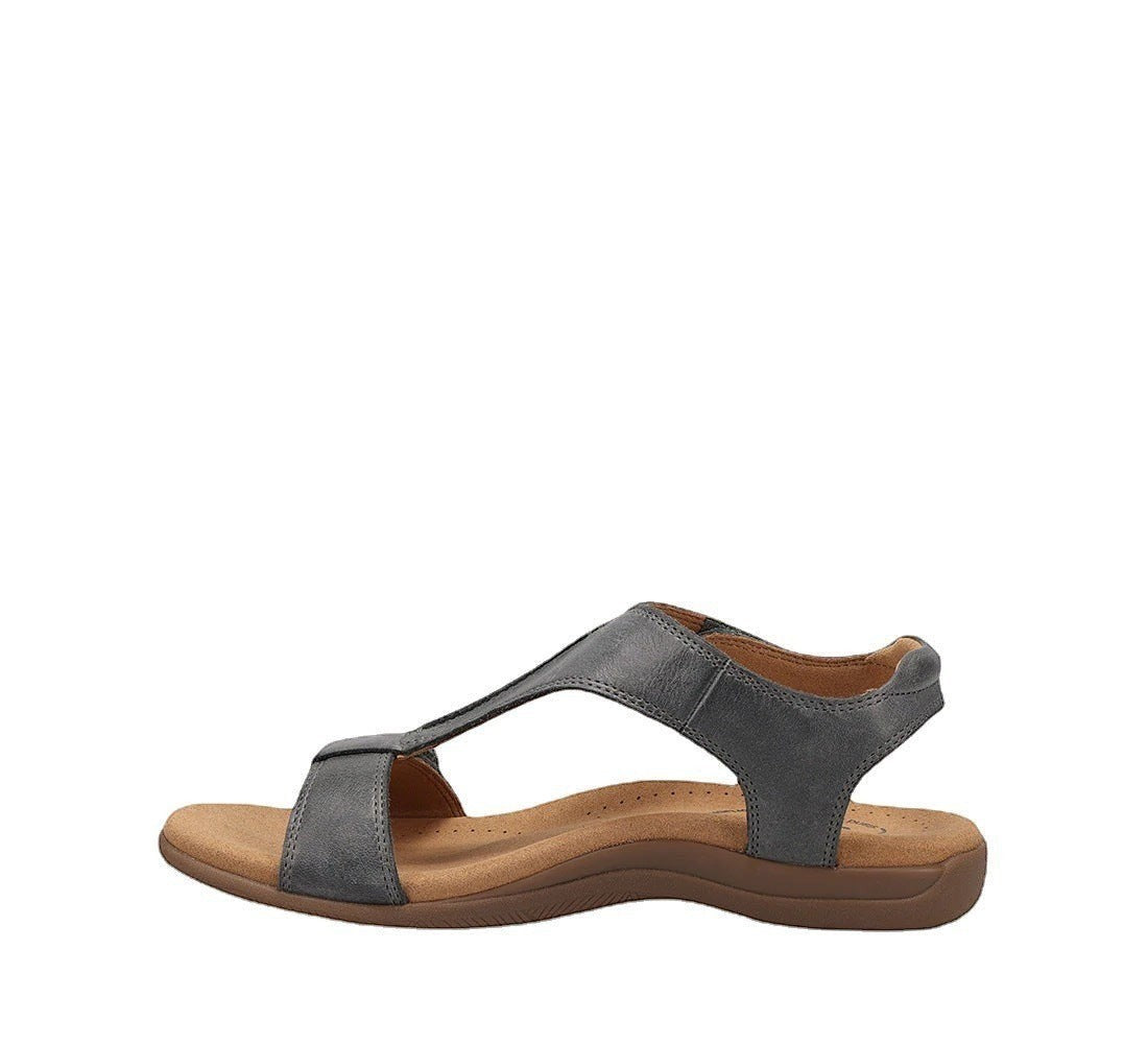 Sandales orthopédiques comlyra Maya en cuir gris avec semelle ergonomique pour un confort optimal