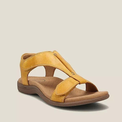 Sandales orthopédiques comlyra Maya en cuir jaune avec bride en T et semelle ergonomique pour un confort optimal